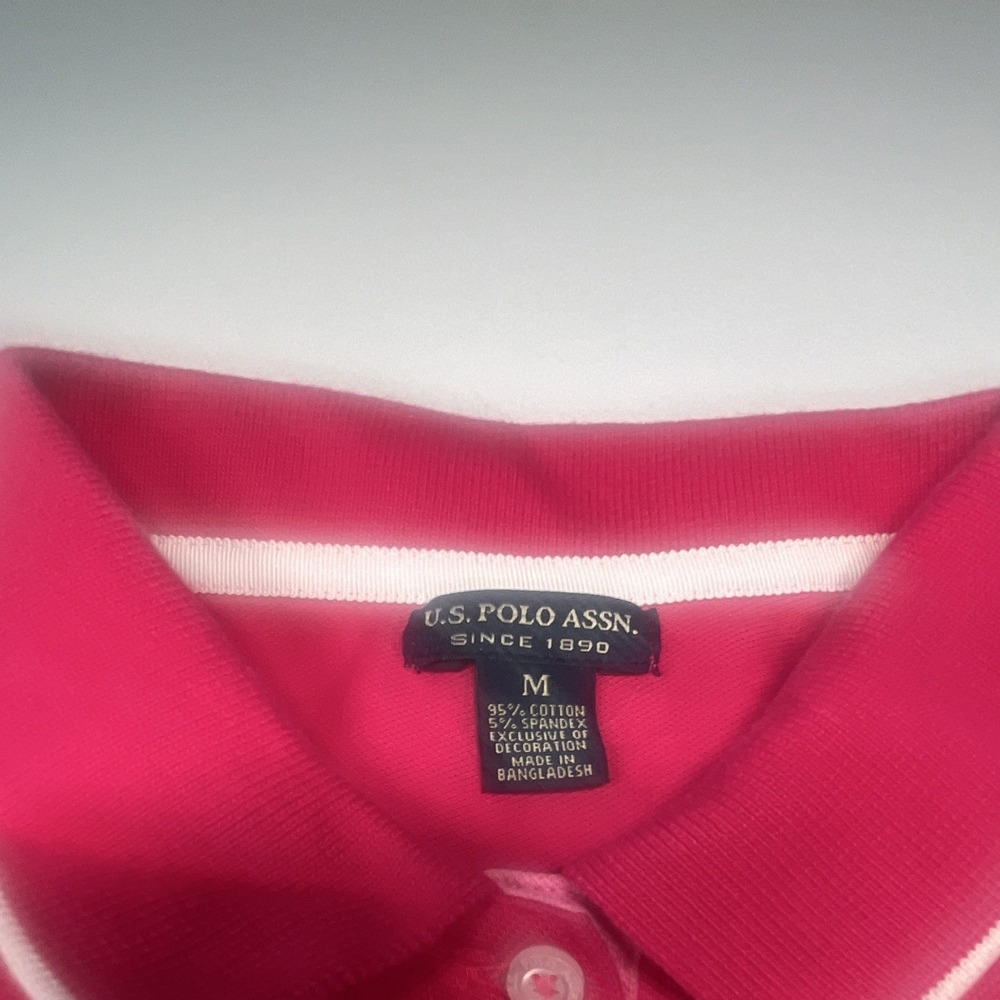 U.S. Polo Assn. Women's Pink Polo Dress M Short Sleeve Stretch Cotton Logo - Picture 4 of 7